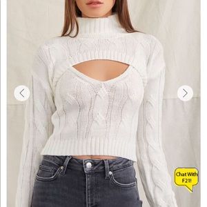 Forever 21 Cable Knit Cami & Cropped Sweater Set CREAM sz S